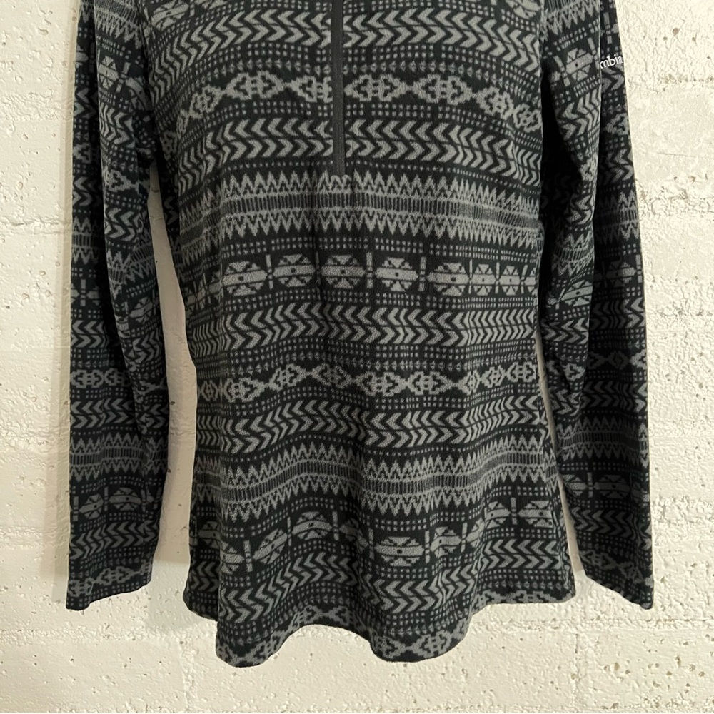Columbia Womens 1/4 Zip Pullover M Black Gray Glacial Fleece III Geometric Aztec - Picture 3 of 5